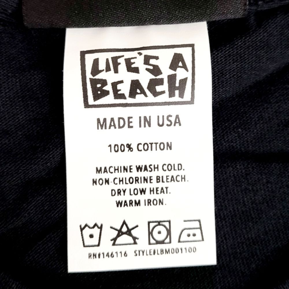 Lifes A Beach Mens Black & Green Cotton Short Sleeve Graphic Tee T shirt Size S - Picture 6 of 8